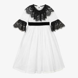 Graci-White & Black Tulle Dress  | Childrensalon Outlet