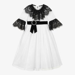 Graci-White & Black Tulle Dress  | Childrensalon Outlet