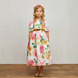 Graci-White & Pink Floral Dress | Childrensalon Outlet