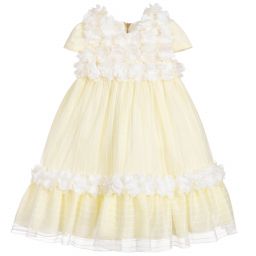 Graci-Yellow & Ivory Floral Dress | Childrensalon Outlet