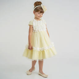 Graci-Yellow & Ivory Floral Dress | Childrensalon Outlet