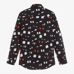 غريشام بليك فور تشلدرن صالون-قميص قطن لون أسود بطبعة ملونة | Childrensalon Outlet