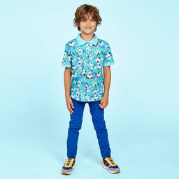Gresham Blake for Childrensalon-Blue Cotton Football Polo | Childrensalon Outlet