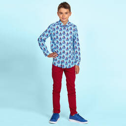 غريشام بليك فور تشلدرن صالون-قميص قطن لون تركواز للأولاد | Childrensalon Outlet