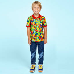 Gresham Blake for Childrensalon-Boys Cotton Bricks Print Polo | Childrensalon Outlet