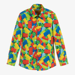 Gresham Blake for Childrensalon-Boys Cotton Bricks Shirt | Childrensalon Outlet