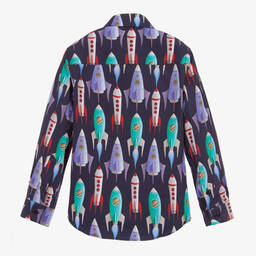 غريشام بليك فور تشلدرن صالون-قميص قطن بطبعة مركبة فضاء للأولاد | Childrensalon Outlet