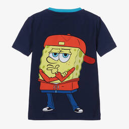 Gresham Blake for Childrensalon-Navy Blue Sponge Bob T-Shirt | Childrensalon Outlet