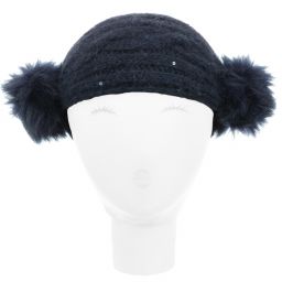 Grevi-Blue Knitted Pom-Pom Headband | Childrensalon Outlet