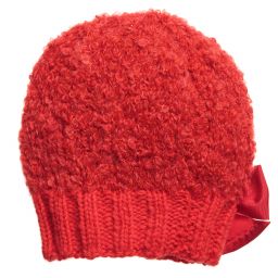 Grevi-قبعة صوف موهير محبوك لون أحمر للبنات | Childrensalon Outlet