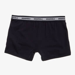 Grigio Perla-Boys Navy Blue Cotton Boxer Shorts | Childrensalon Outlet