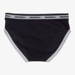 Grigio Perla-Boys Navy Blue Cotton Pants | Childrensalon Outlet