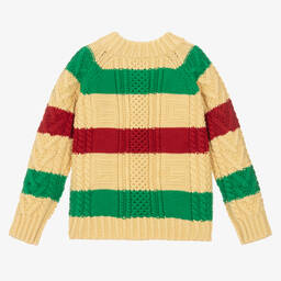 Gucci-Бежевый шерстяной свитер в полоску для мальчиков | Childrensalon Outlet