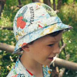 Gucci-Boys Blue Strawberry Print Hat | Childrensalon Outlet