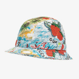 Gucci-Boys Blue Strawberry Print Hat | Childrensalon Outlet