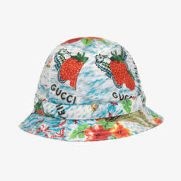 Gucci-Boys Blue Strawberry Print Hat | Childrensalon Outlet