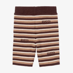 Gucci-Boys Brown Striped Wool Shorts | Childrensalon Outlet