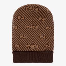Gucci-Boys Brown Wool Logo Beanie | Childrensalon Outlet