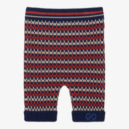 Gucci-بنطلون أطفال ولادي قطن محبوك لون كحلي وأحمر | Childrensalon Outlet