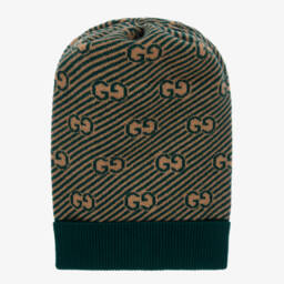 Gucci-Boys Green & Beige Wool Hat | Childrensalon Outlet
