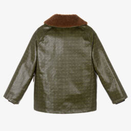 Gucci-Boys Green Shearling Collar Jacket | Childrensalon Outlet