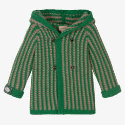 Gucci-Boys Green Striped Wool Cardigan | Childrensalon Outlet