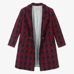 Gucci-Красно-синее шерстяное пальто для мальчиков | Childrensalon Outlet