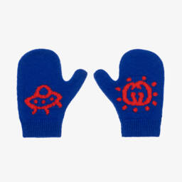 Gucci-Boys Woollen Blue Mittens | Childrensalon Outlet