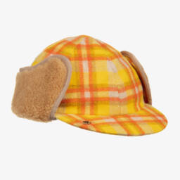 Gucci-Boys Yellow Checked Trapper Hat | Childrensalon Outlet