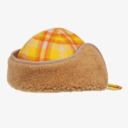 Gucci-Boys Yellow Checked Trapper Hat | Childrensalon Outlet