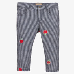 Gucci-Girls Blue Striped Denim Trousers | Childrensalon Outlet
