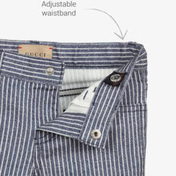 Gucci-Girls Blue Striped Denim Trousers | Childrensalon Outlet