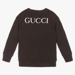 Gucci-Girls Charcoal Feline Sweatshirt | Childrensalon Outlet