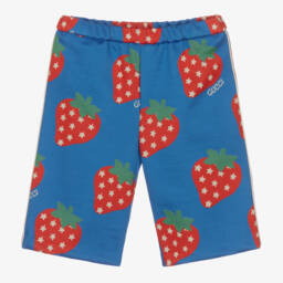 Gucci-Girls Cobalt Strawberry Print Trousers | Childrensalon Outlet