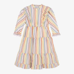 Gucci-Girls Ivory Striped Cotton Dress | Childrensalon Outlet