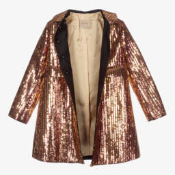 Gucci-Girls Pink & Gold Sparkle Coat | Childrensalon Outlet