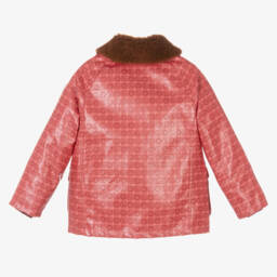 Gucci-Girls Pink Shearling Collar Jacket | Childrensalon Outlet