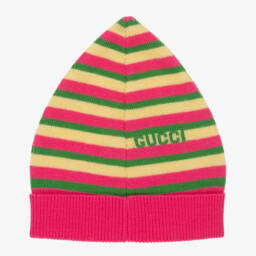 Gucci-Шапка в розовую и желтую полоску для малышей | Childrensalon Outlet