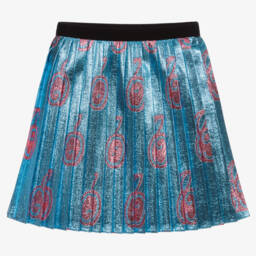 Gucci-Girls Shimmering Blue Pleated Skirt | Childrensalon Outlet
