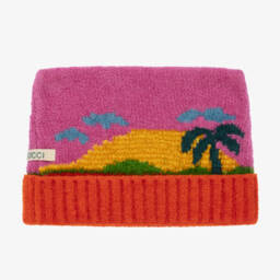 Gucci-Girls Sunset Pink Chenille Beanie | Childrensalon Outlet