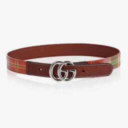غوتشي-حزام كانفاس وجلد لون أحمر | Childrensalon Outlet