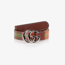 غوتشي-حزام كانفاس وجلد لون أحمر | Childrensalon Outlet