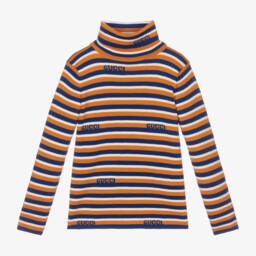Gucci-Шерстяной топ в оранжевую и синюю полоску | Childrensalon Outlet