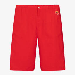 Gucci-Teen Boys Scarlet Linen Blend Shorts | Childrensalon Outlet