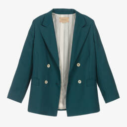 Gucci-Teen Boys Teal Wool Logo Blazer | Childrensalon Outlet