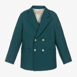 Gucci-Teen Boys Teal Wool Logo Blazer | Childrensalon Outlet