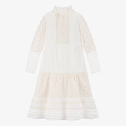 Gucci-Кремовое платье из хлопка и шелка GG | Childrensalon Outlet