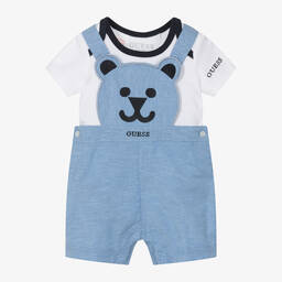 Guess-Baby Boys Blue Cotton Shorts Set | Childrensalon Outlet