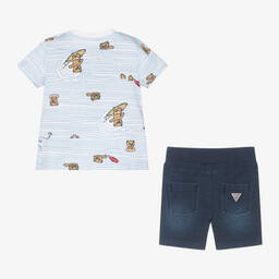 Guess-Baby Boys Blue Cotton Shorts Set | Childrensalon Outlet