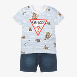 Guess-Baby Boys Blue Cotton Shorts Set | Childrensalon Outlet